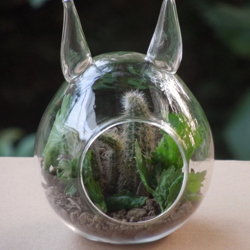 

8pcs/pack Diameter=10cm Totoro Glass Terrarium Vase Home Decoration Microlandscape Container Wedding Prop Table Flower Ware