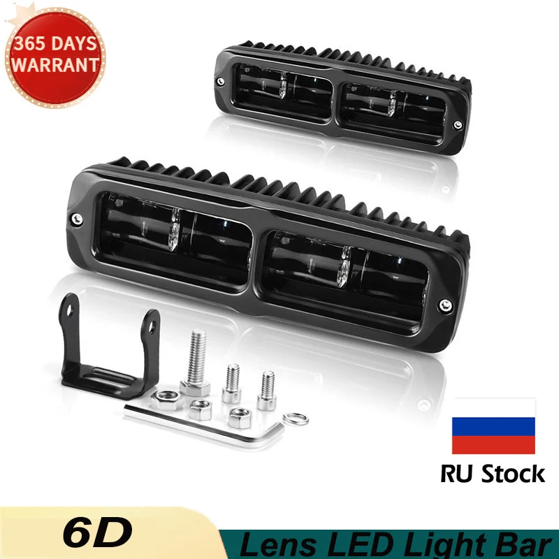 

6D Lens LED Light Bar 6 inch Led Bar Offroad Driving Beam Work Lamp Fog Lights For Niva Lada 4X4 ATV SUV Truck Tractor 12V 24V