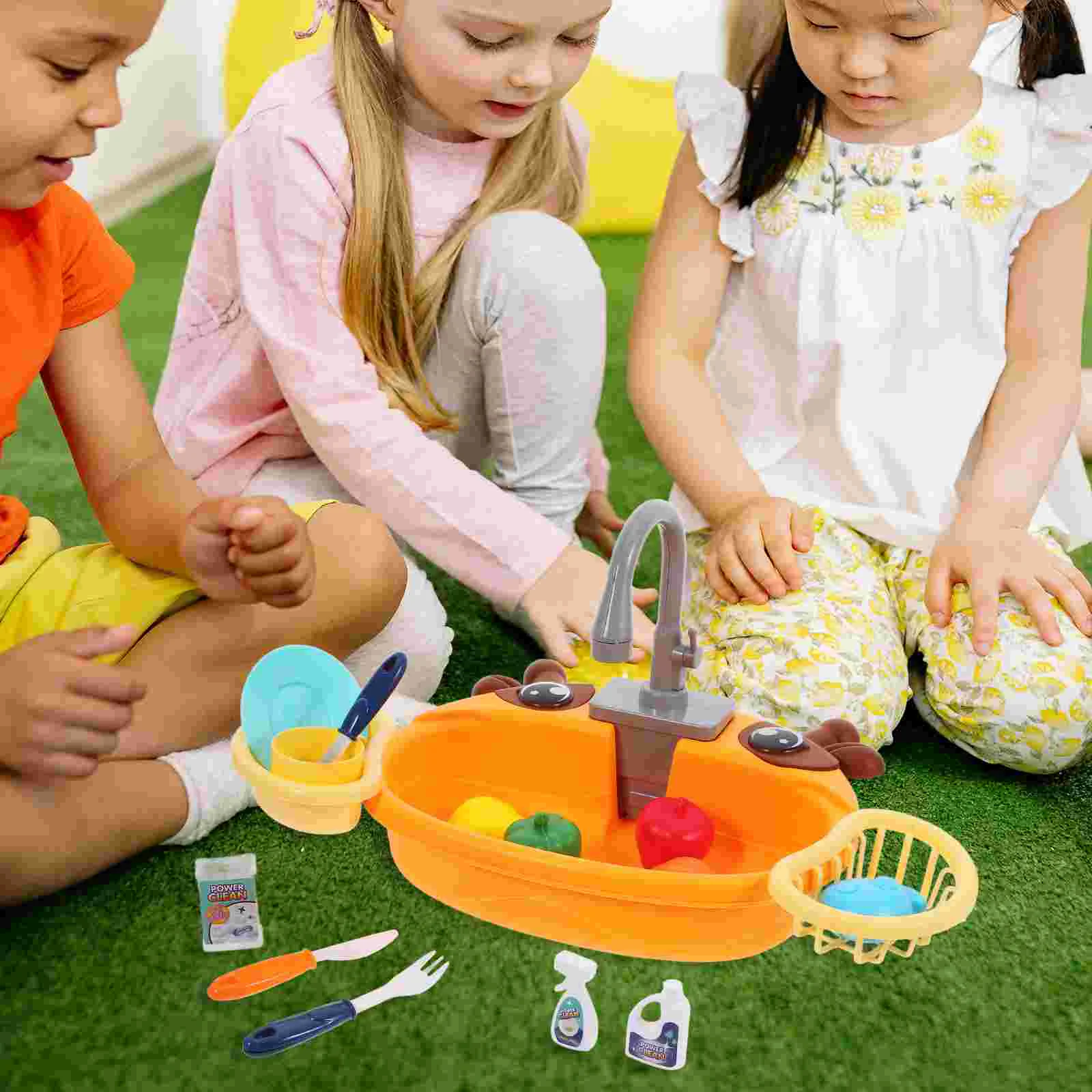 Stellen Sie sich vor, Küchenspüle, laufendes Rollenspiel, Spüle, Spielzeug, realistische Wasserzirkulation, sicheres Kunststoffmaterial für Kinder