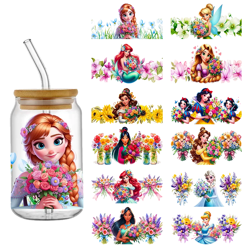 

16oz UV DTF Princess Sticker Cups Cool Selfadhesive Waterproof Personalize UV Wrap Transfer Sticker Custom Labels DIY Logo Wraps