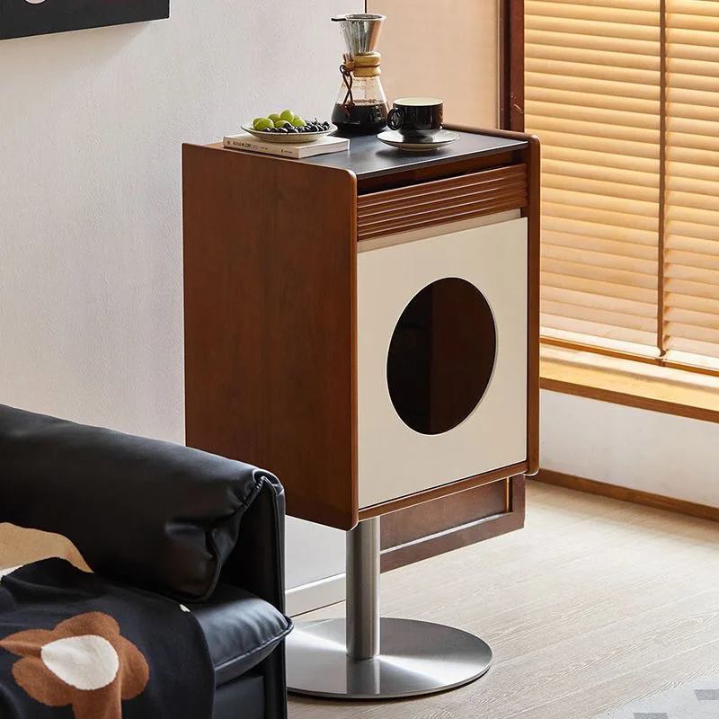 

Retro solid wood Ram side cabinet, living room sofa, medieval storage, bucket cabinet, Nordic retro floor cabinet with door