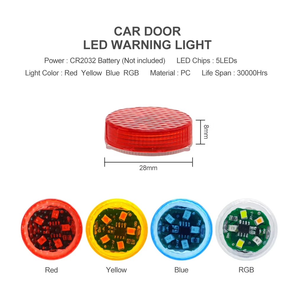 Universal LED Car Opening Door Safety Warning Anti-collision Lights Magnetic Sensor Strobe Flashing Alarm Lights Parking Lamp