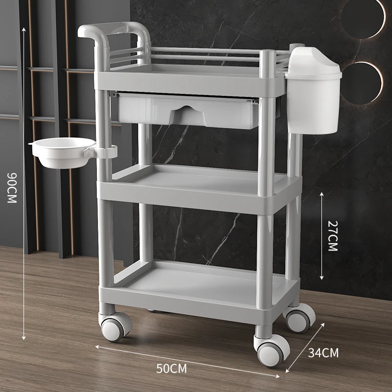 Transport Trolley with Wheels Rolling Storage Cart Wheels Salon Furniture Beauty Salon Trolley Cart Cosmetic Reception Handcart