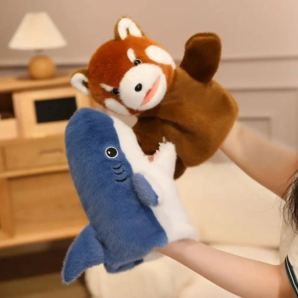 Frosch Tier Handpuppe Geschichtenerzählen Beweglicher Mund Gefüllte Plüsch Hai Spielzeug Simulation Ente Hand Finger Geschichte Puppe Geschichte Zeit