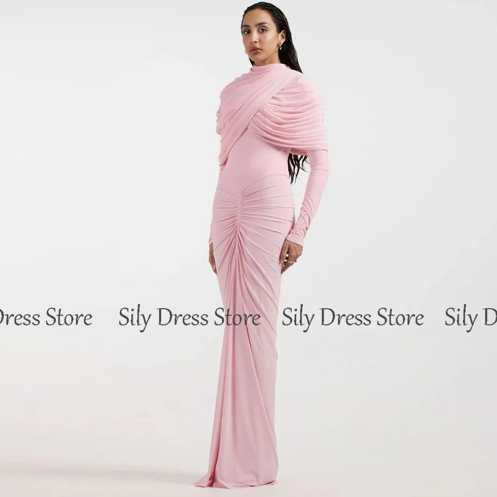 Formal Dresses for Special Events Spandex Sheath/Column Party Dress Pink High Collar Pleat Bespoke Occasion Gown Long 2025
