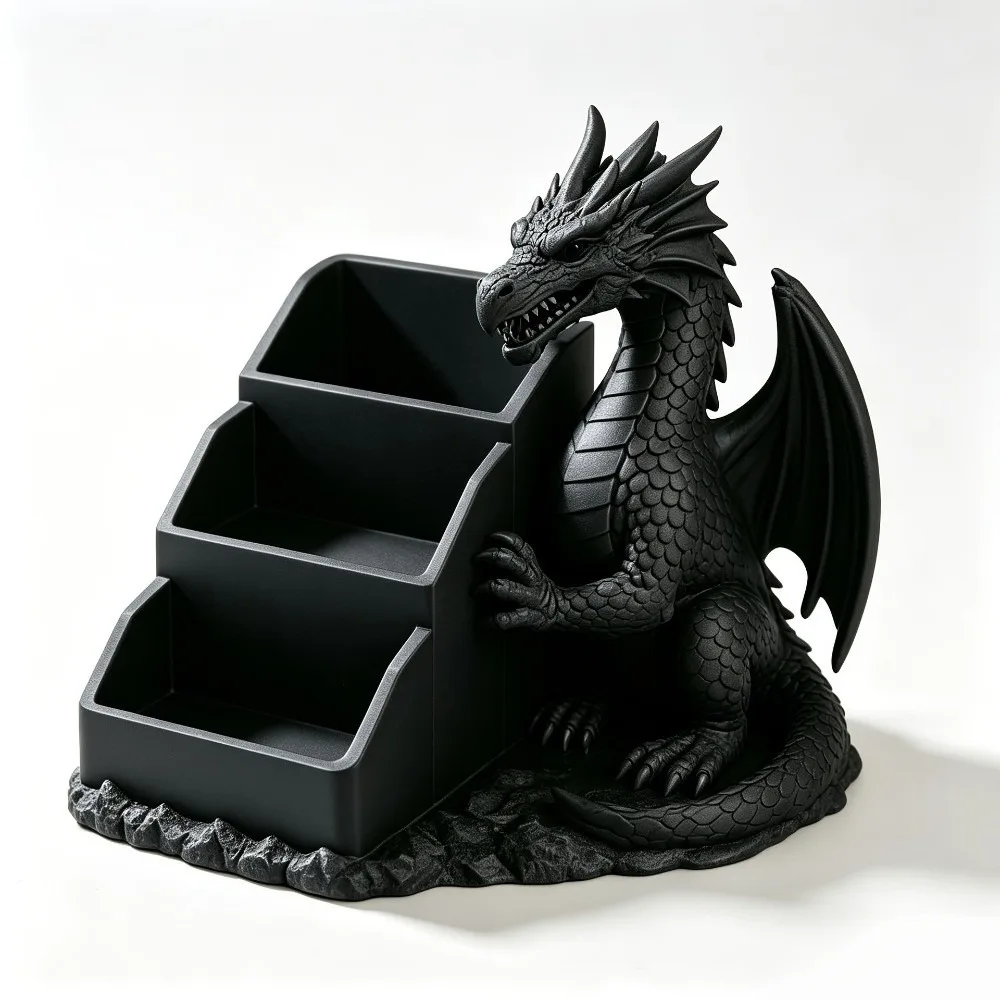 Jewelry Storage Organizer 3D Printed Dragon Storage Tray Unique Plastic Desktop Storage Box Realistic Pen Holder Bookshelf