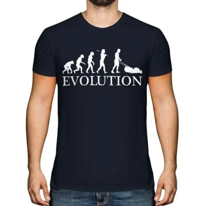 T-shirt pour homme Lawn Mower Evolution, cadeau pour paysagiste