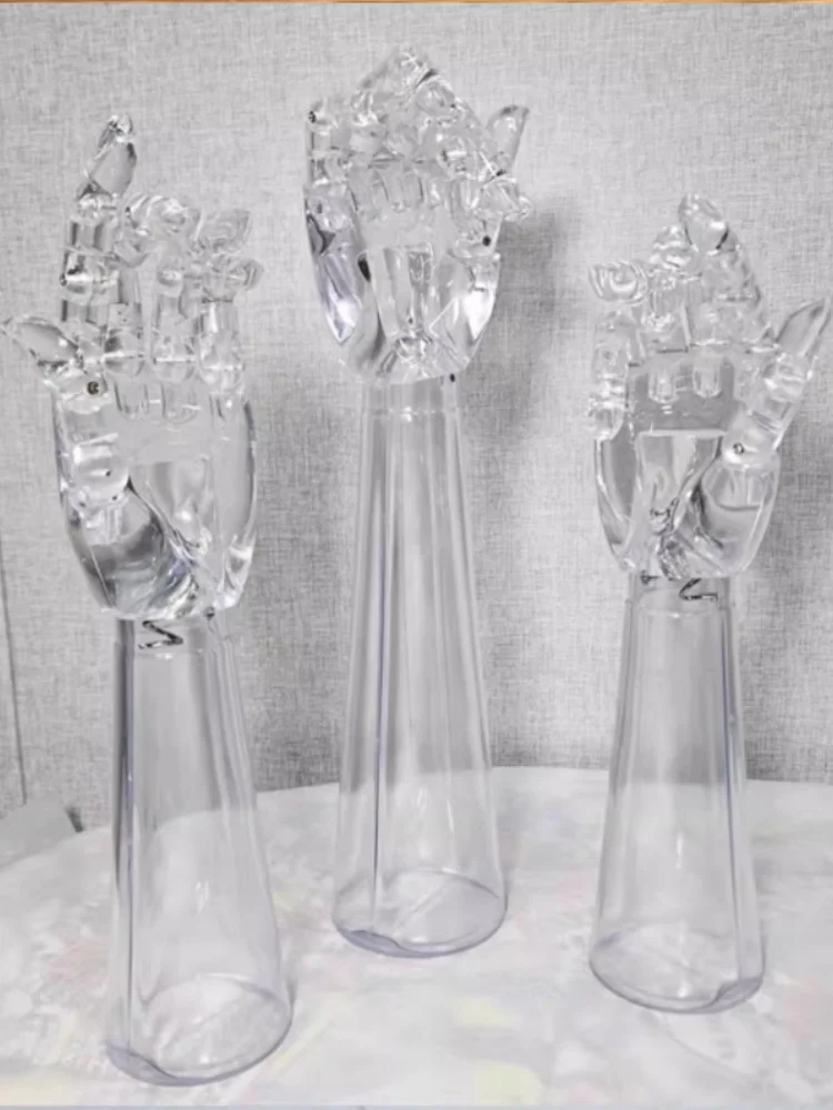 

Прозрачный реквизит для манекена, подвижная крышка для пальца, фотодисплей, пластиковый поддельный манекен для рук, прозрачный, подвижная рука AT313