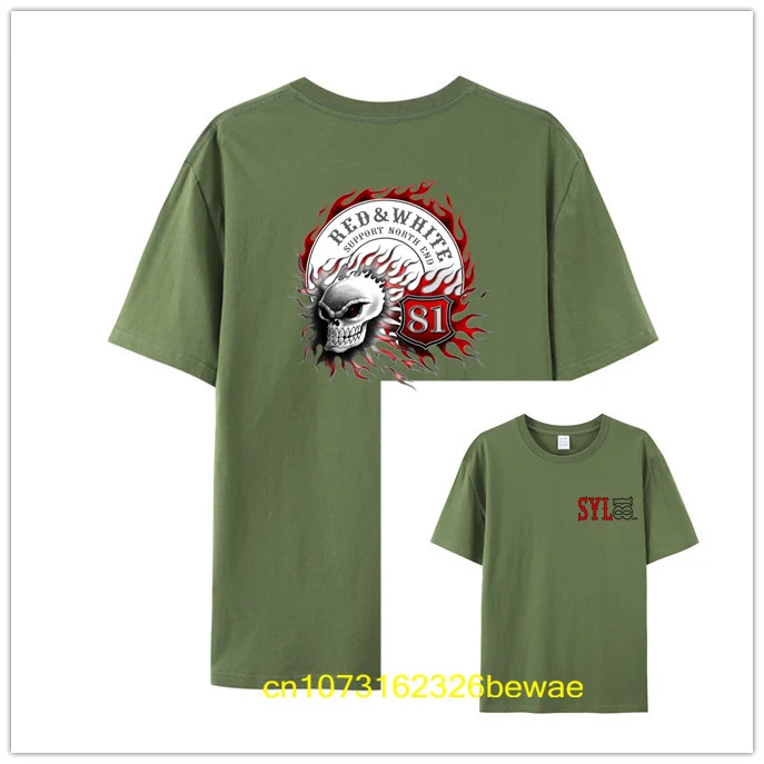 تي شيرت Hells Angels للدراجة النارية على شكل جمجمة لهب 100% قطن صيفي تي شيرت لهب 81 تي شيرت رجالي مطبوع على الوجهين الأكثر الاستبداد