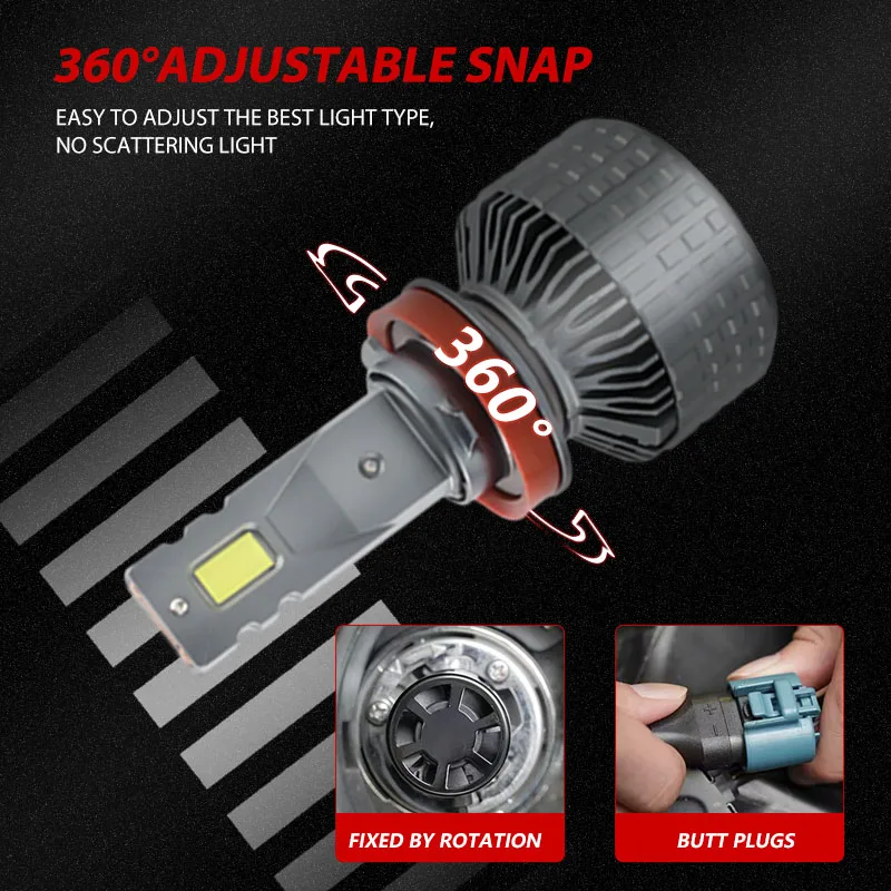 2 قطعة H1 H7 H11 9005 9006 9012 5202 H4 سيارة LED المصابيح الأمامية الضوء الأبيض 12 فولت 100 واط 800% أكثر إشراقا Canbus خطأ مجاني التوصيل والتشغيل