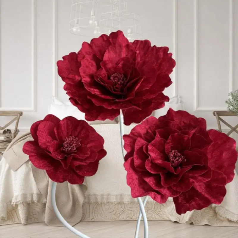 

10pcs Large Simulation Velvet Peony Flower Head Wedding Craft Flower Window Display, Studio Shooting Props, Artificial Rose