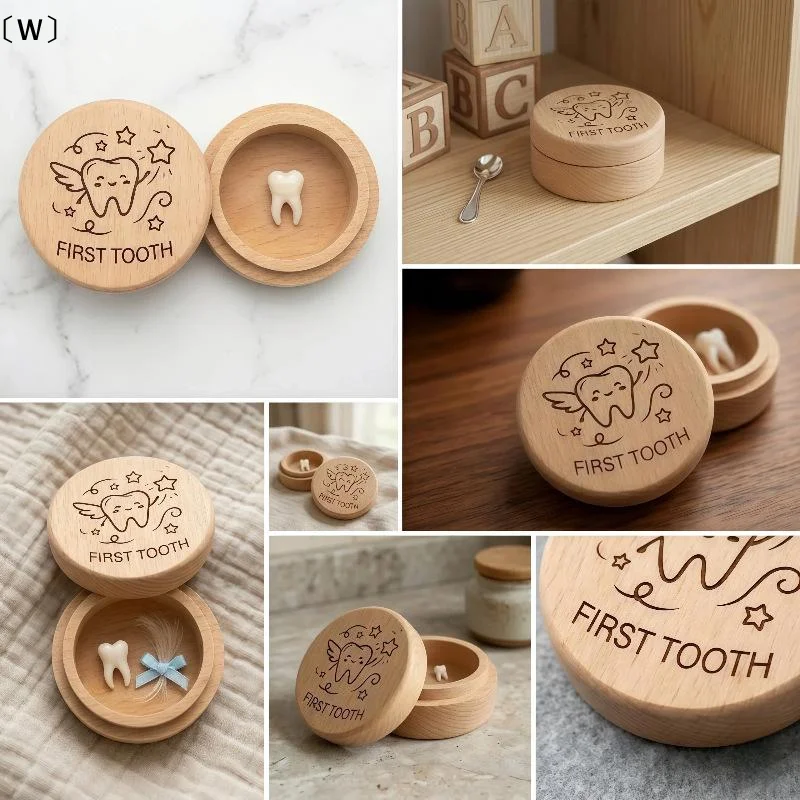 〔W〕1Pcs Unfinished Wood Keepsake For Baby Teeth Hair & Memories Wooden Tooth Fairy Box Home Decor Birthday Gift