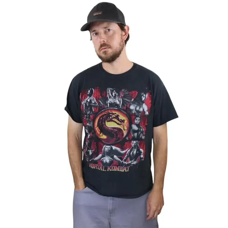 Vintage Mortal Kombat T Shirt Mens L Black Rare Women Graphic Video Game Movie