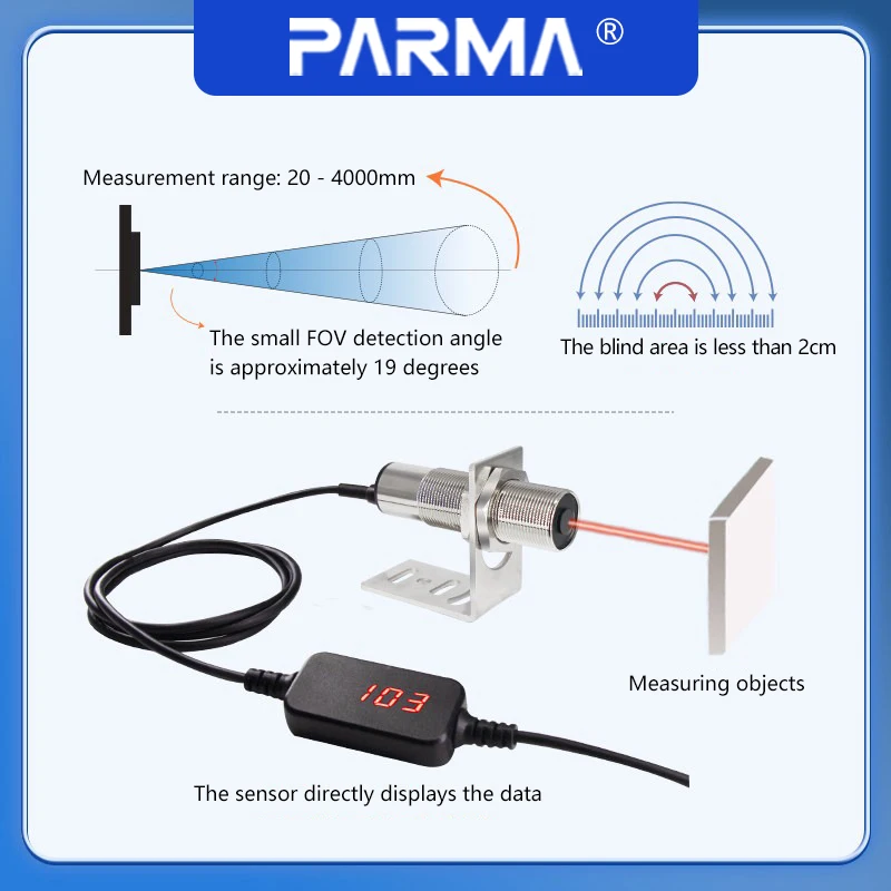 Industrial-grade Infrared Laser Displacement Ranging Display Sensor, Ultrasonic Liquid Level Distance Sensor