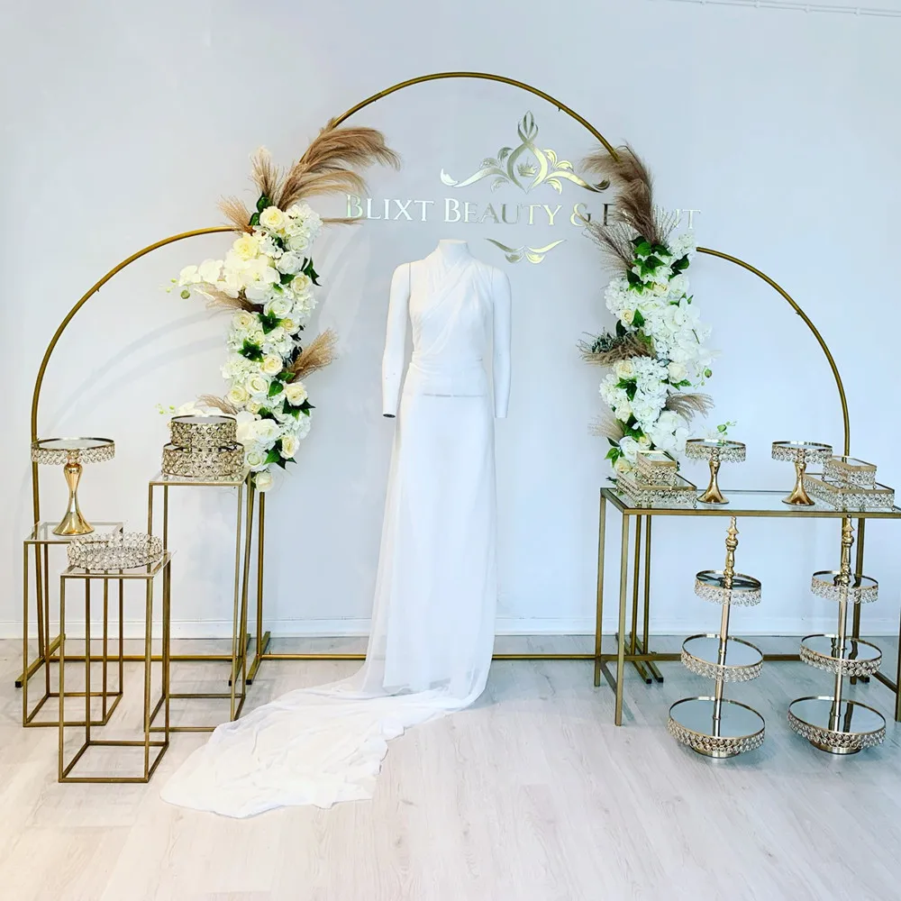 3pc/set Metal Wedding Arch Indoor Outdoor Backdrop Stand Flower Balloon Frame for Garden Yard Birthday Party Event Props