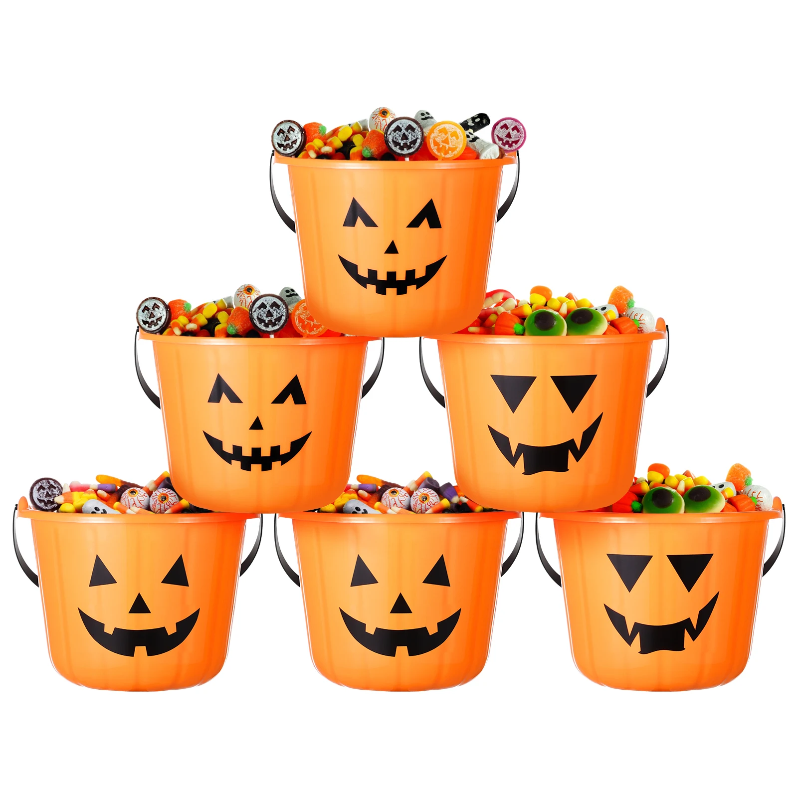 

Pumpkin Bucket Treat Mini Pails Large Halloween Candy Holder Reusable Party Supplies Bucket with Handle Decor