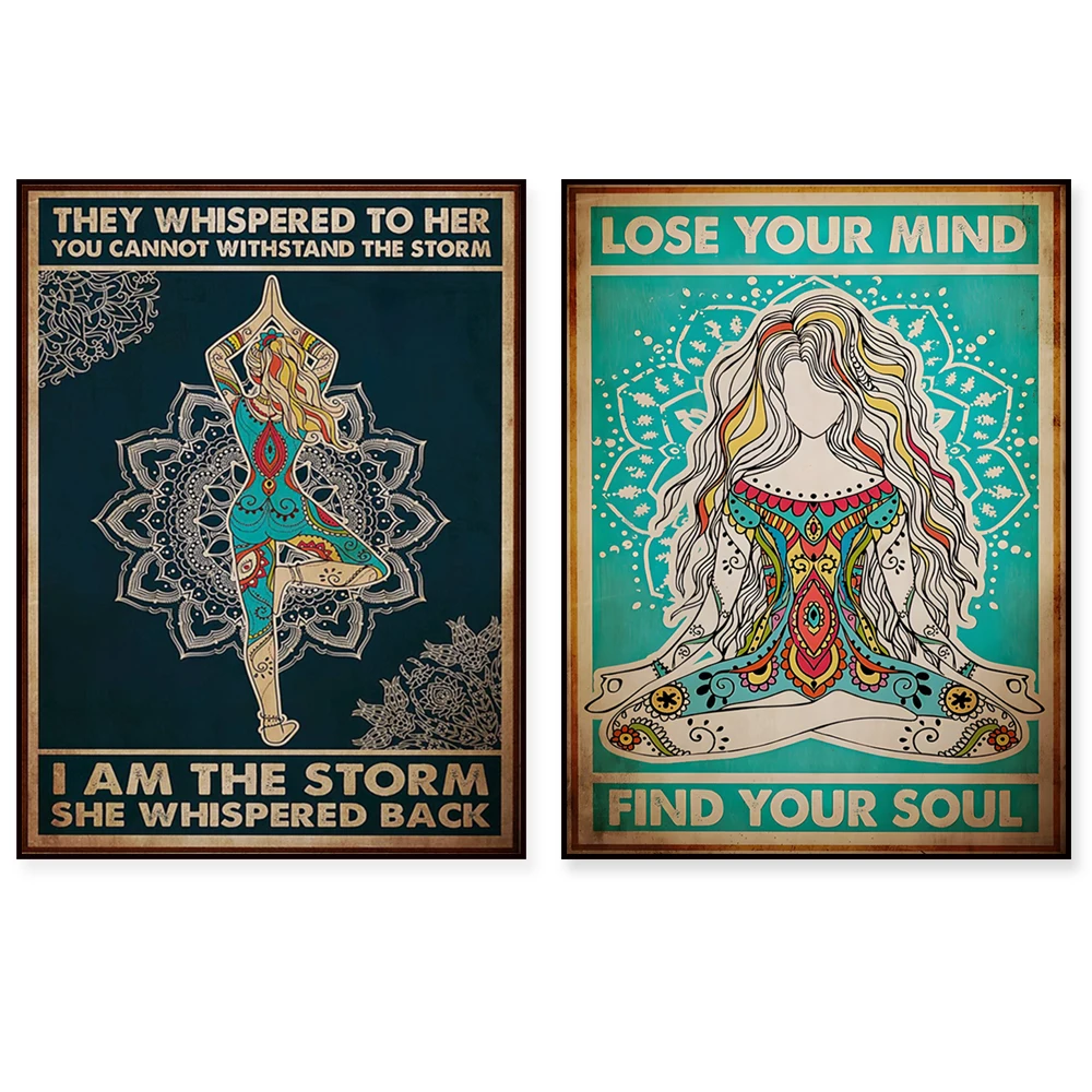 Lose Your Mind Find Your Soul Canvas I am the Tempest She Whispered Back Funny Yoga Quotes Posters Yoga Gifts Yoga Posters