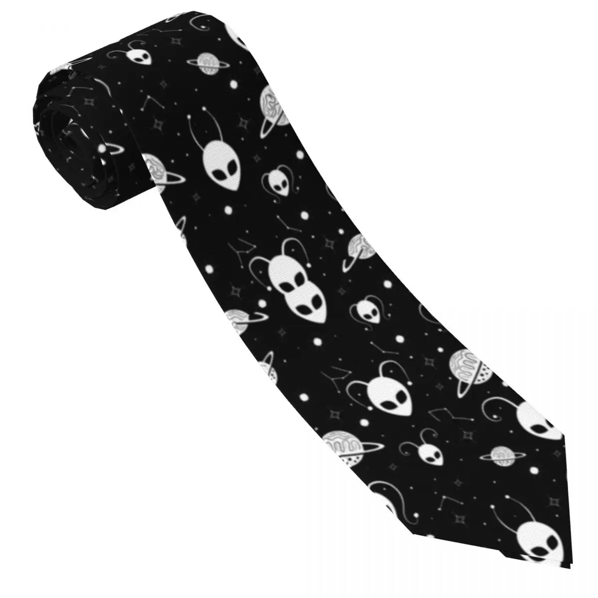 Custom Men Amazing Aliens In The Universe With Planet And Stars Necktie Fashion Tie For Banquet