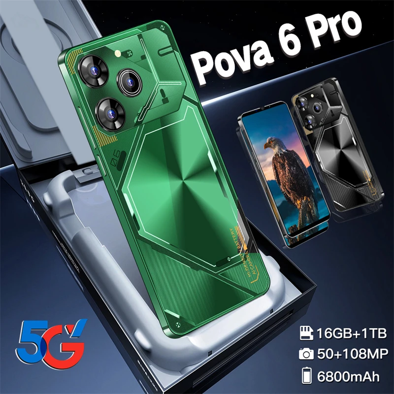 هاتف Povo 6 Pro Snapdragon 8 gen3 Global 7.3 120 هرتز إصدار شاشة Super AMOLED غير مقفول كاميرا Celulares للهاتف الذكي 5G 108MP #1