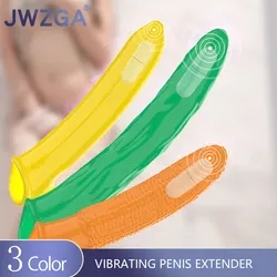 Vibrating Penis Extender Sex Toys Reusable Penis Sleeve Extender Vibrator For Adult Men Erotic Products Reusable Condom Sex Shop