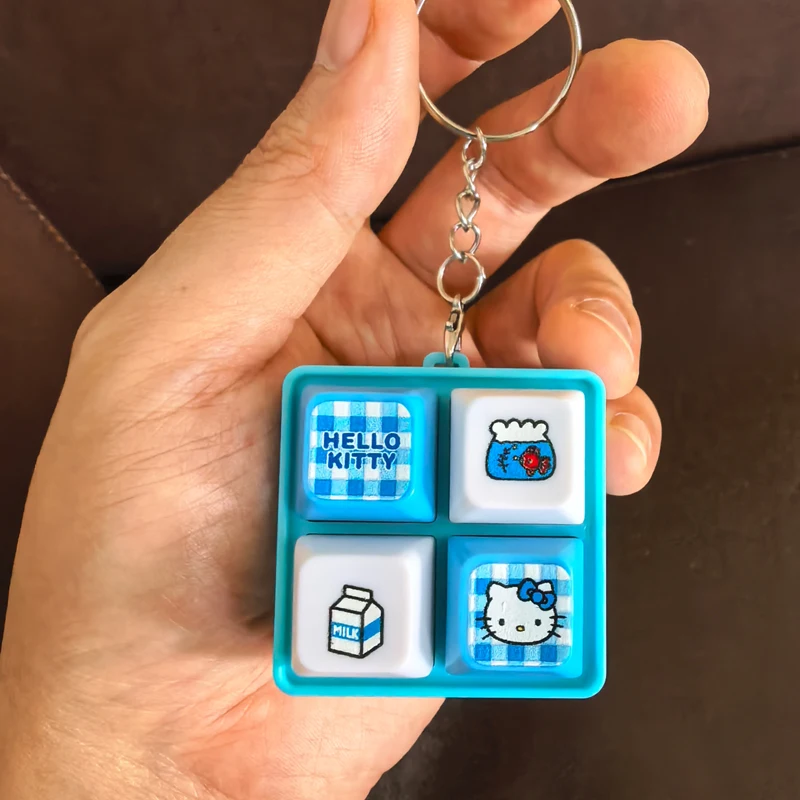 Hello Kitty Four ;'Grid Sound Light Clicker Keychain Kawaii ,.Cute Fidget Toy Stress Relief Toy Sensory/; Toy Squishy Party Gift view 6