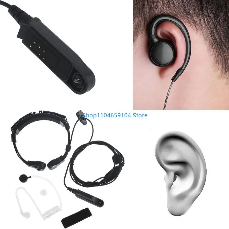 Hot Radio Telescopic Throat Vibration Mic Earpiece Headset UV-9R BF-9700