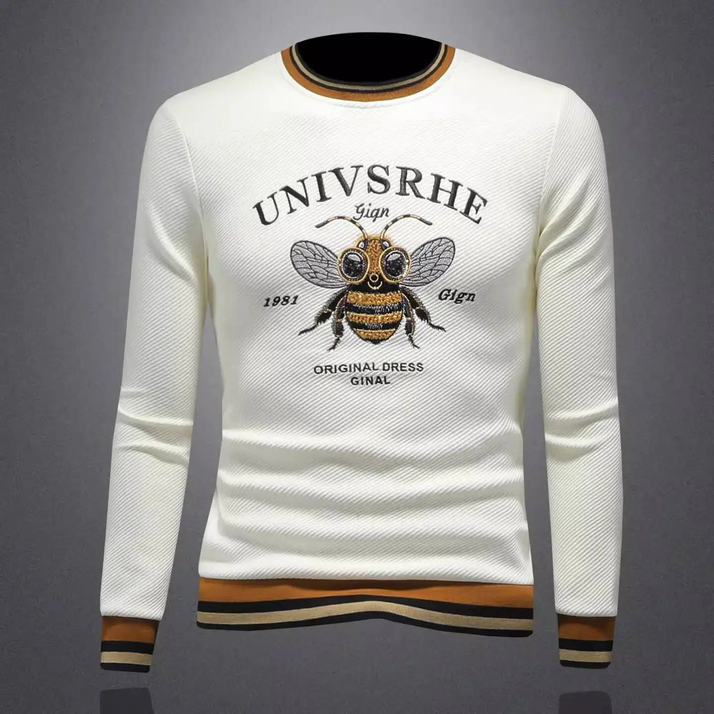 Luxury T Shirt Men Club Outfits Autumn Winter New Embroidery T Shirt Men  Casual Sweatshirt Bottoming Shirt Royal T Shirt Men