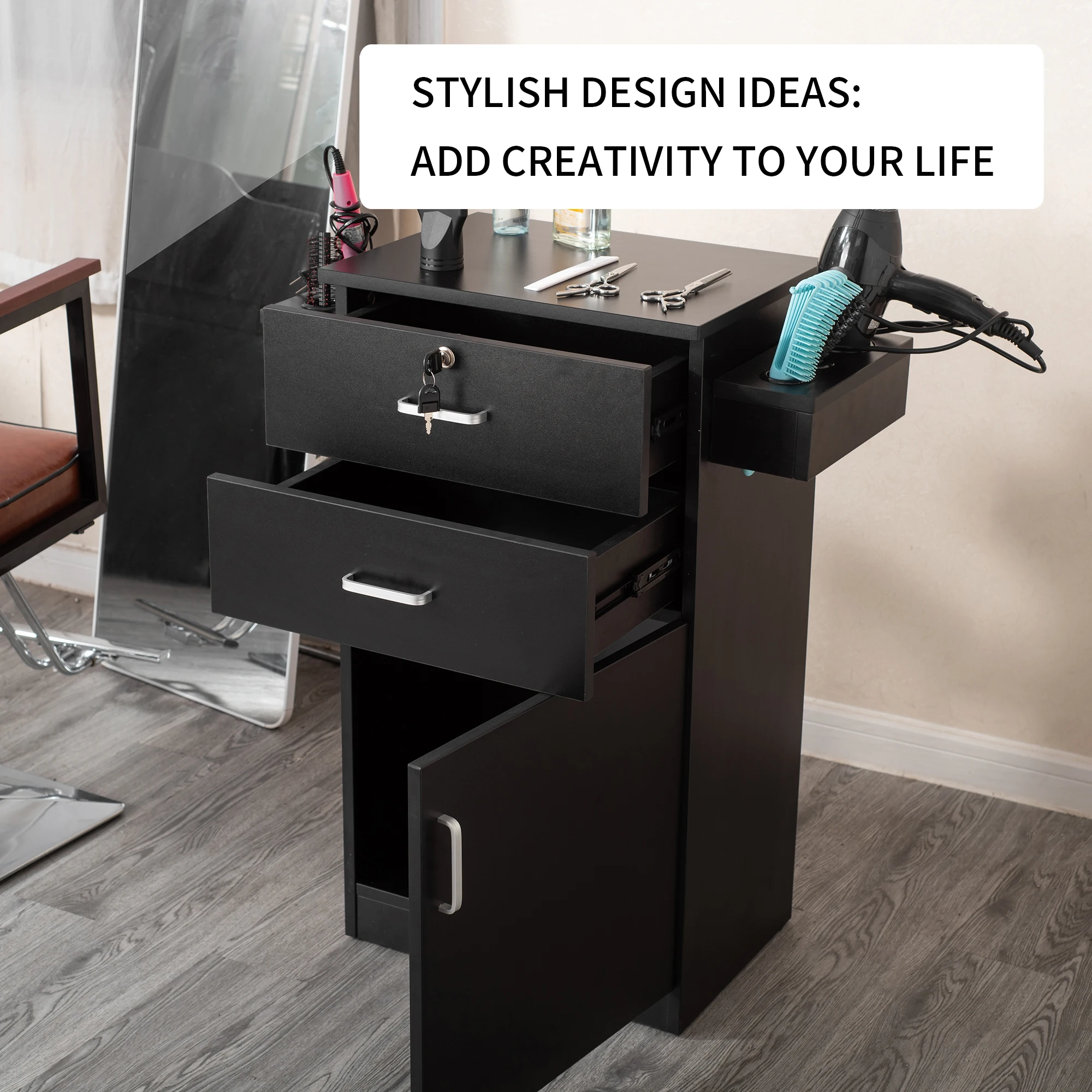 عربة التجميل بيضاء معدنية نمط التعبئة الأثاث الطابق اللون المواد أصل عربة صالون الشعر #5