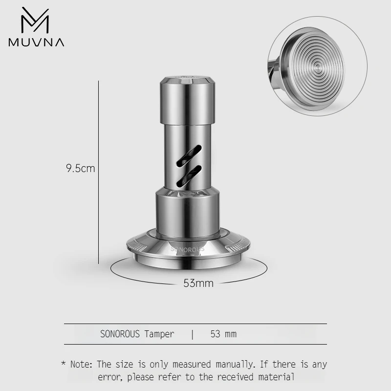 MUVNA V2 Espresso Tamper, 30lbs druk Veerbelaste Koffie Tamper, RVS Zwaartekracht Adaptieve Hoogte Distributeur Nieuwe Set