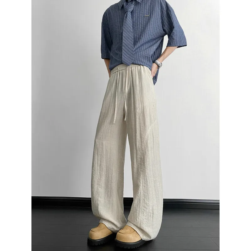

Men's Vintage Linen Cotton Summer Pants - Breathable Relaxed Fit Chinese Style Trousers with Cooling Fabric & Dropped Hem Design