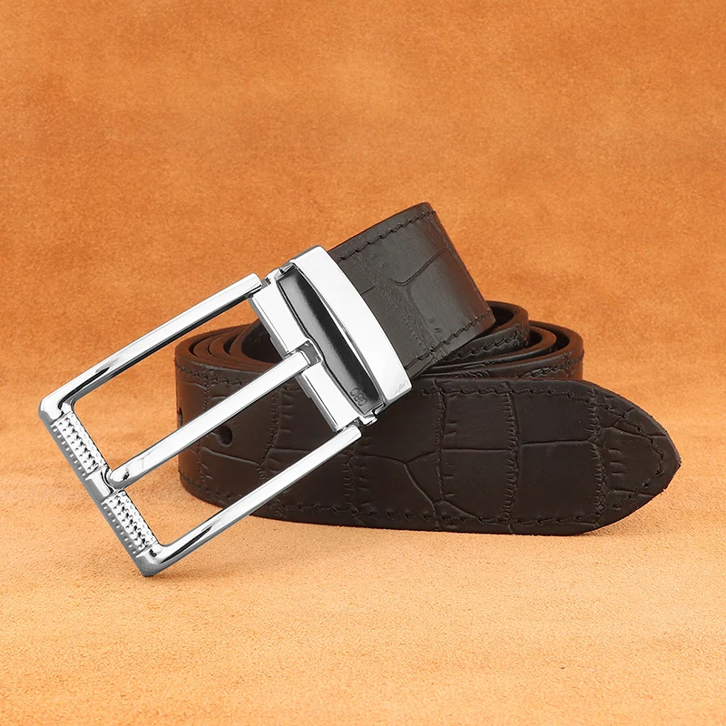 고품질 핀 버클 벨트 남자 블랙 컬러 3.3cm 와이드 카우 스킨 허리 스트랩 정품 가죽 허리띠 패션
