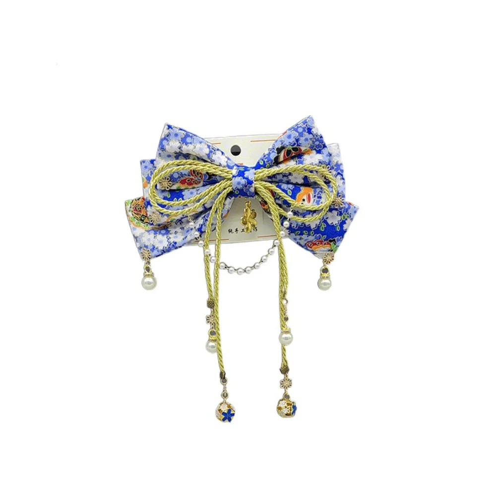 

Creative Japanese Style Sakura Bow Hairpin Retro Sweet Kimono Barrettes Hair Accessories Tassel Side Clip Jewelry