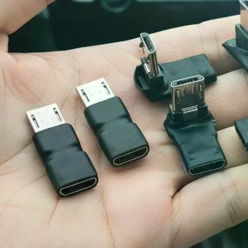 90 Degree Micro USB Male to Female Adapter 5 Core Left Angle Plug & Play Connector for Phone Case Friendly Charging Use