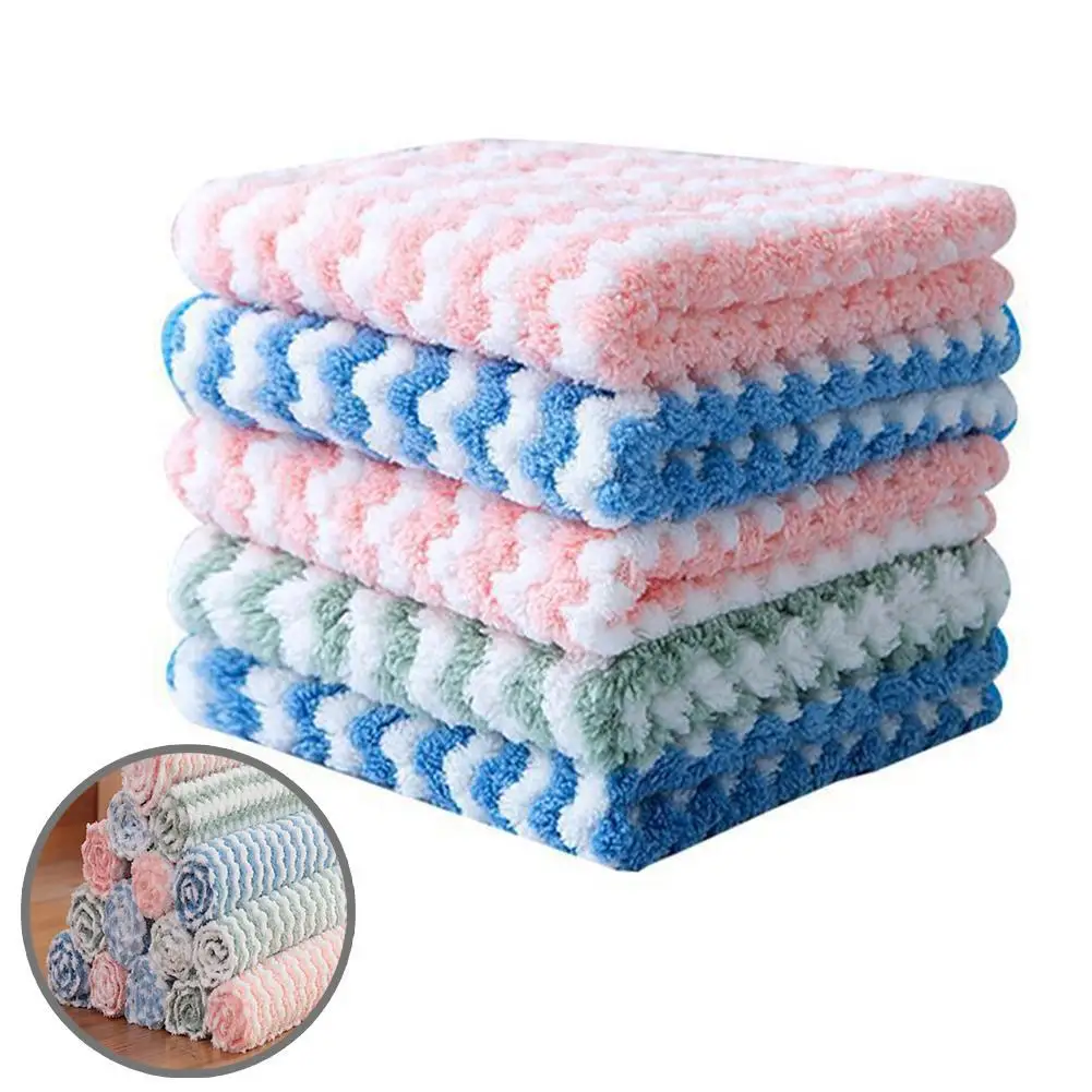 Kitchen Cleaning Rag Coral Fleece Dish Washing Cloth And Wet Super Kitchen Cleaning 1pc Towels Random Pad Absorbent Dry Sco K6Y5