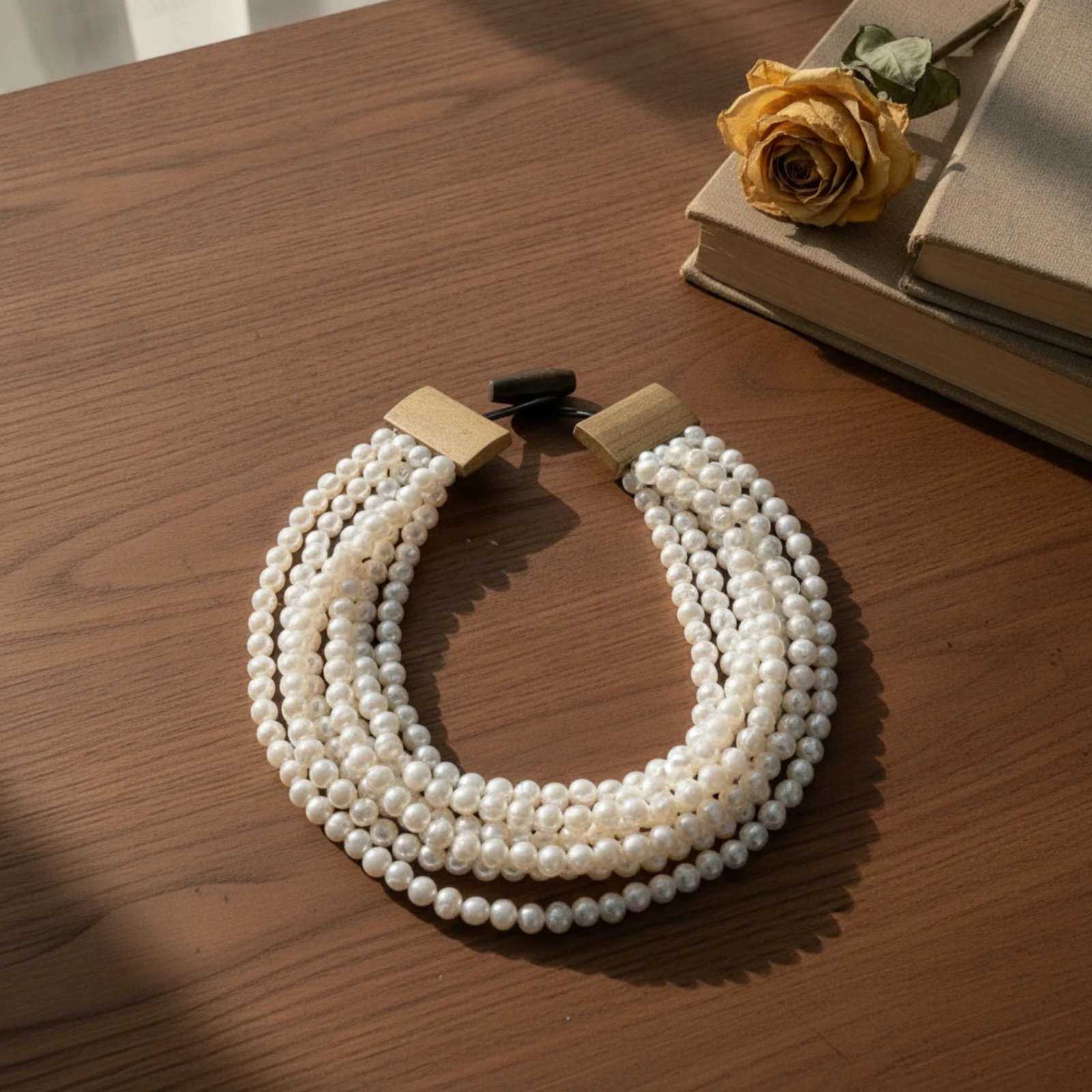 Layered Pearl Necklace Multi-Strand Layered Necklace Jewelry Elegant Chic for Women, Weddings, Formal Events