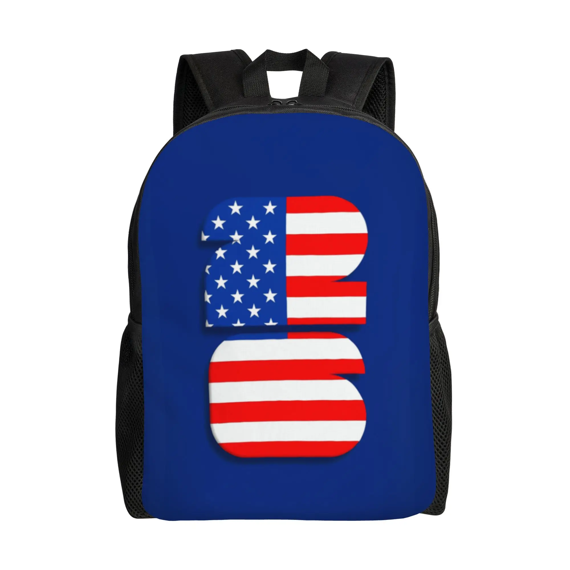 College Bag Back to school season United States Stars And Stripes American Filled Curvy Number 26 Sport Print Daily Backpack