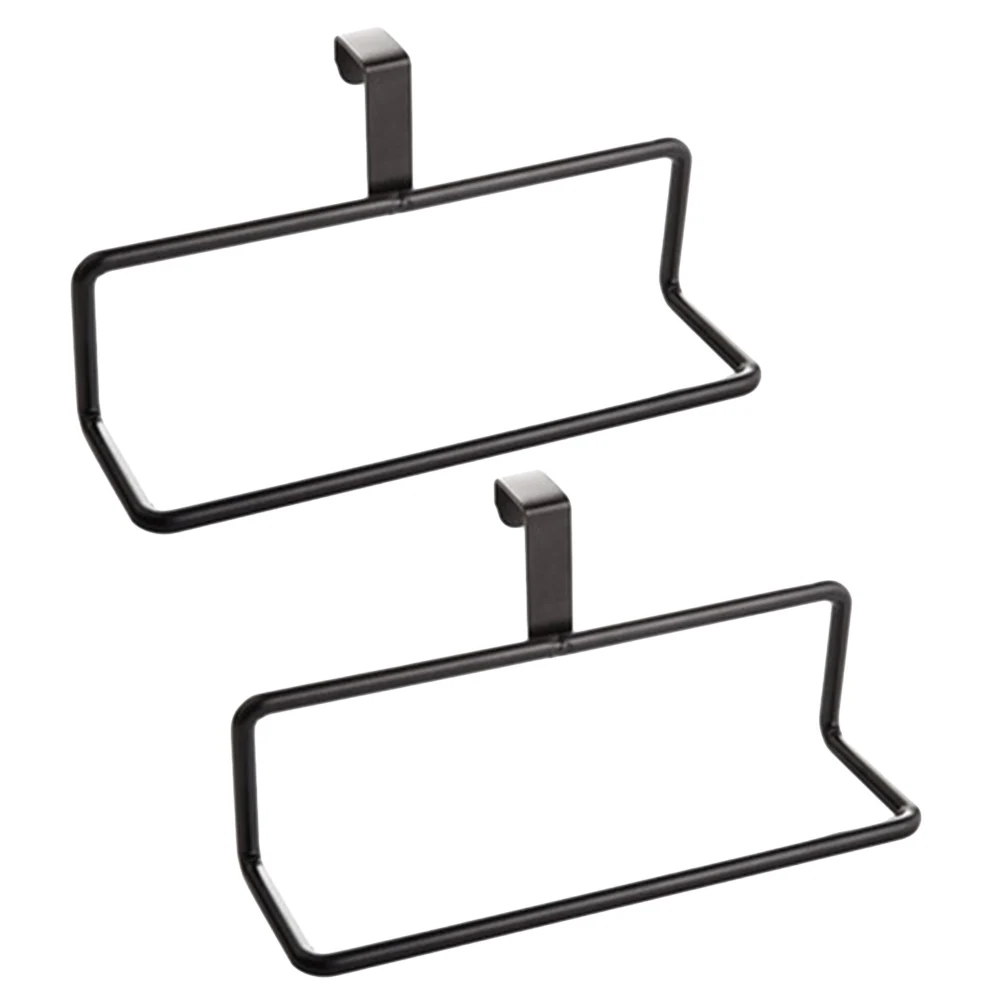 

2pcs Nail Free Towel Rack Black Kitchen Bathrooms Storage Bars Hand Holder No Perforation Durable Premium Material Iron Bath