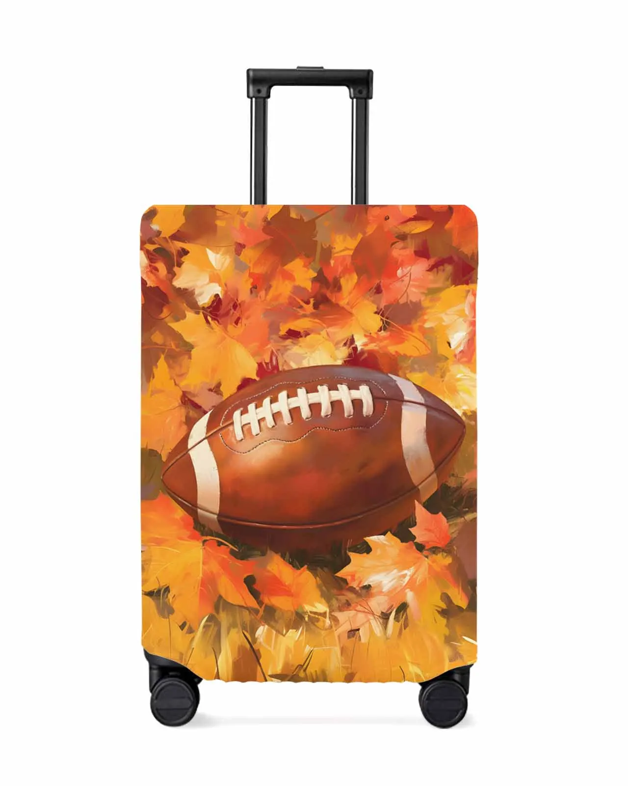 Autumn Maple Leaf Rugby Stretch Suitcase Protector Baggage Dust Case Cover For 18-32 Inch Travel