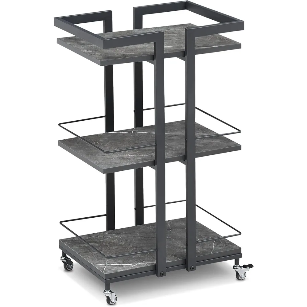 

Utility Manicure Trolley Metal Storage Rolling Barber Cart with Wheels Multi-Purpose Rack Heavy-Duty Trolley 2033 (Grey)
