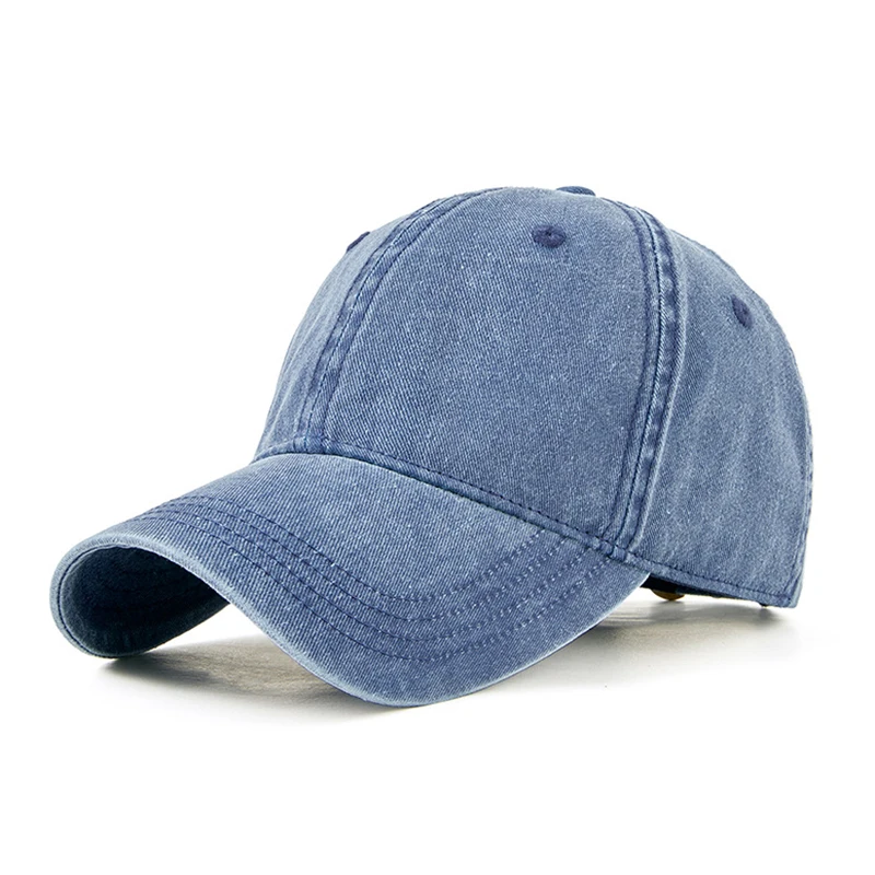 High Quality Large Size Denim Baseball Cap for Men Distressed Dad Caps Vintage Cotton Big Head