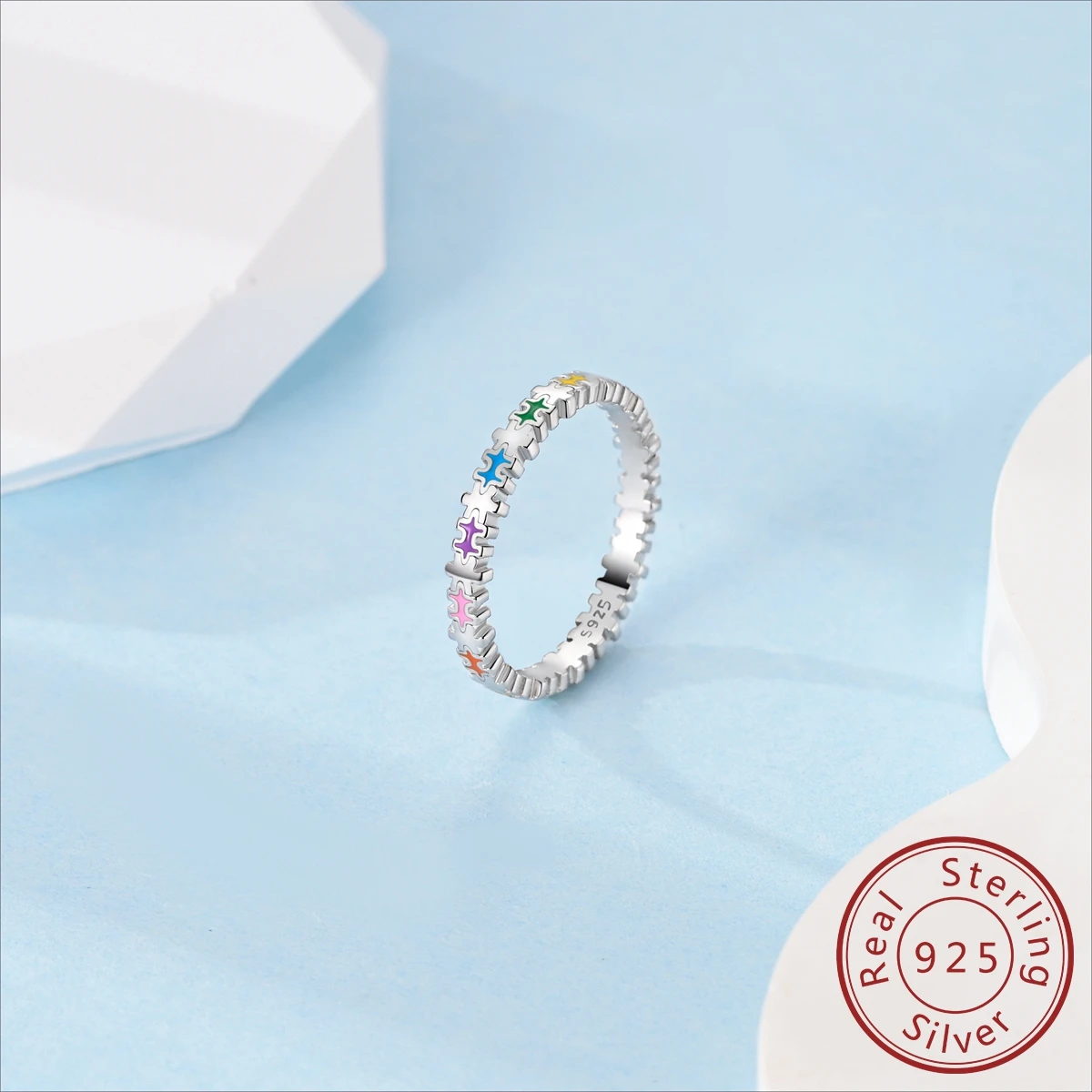 خاتم أصلي من الفضة الإسترليني عيار 925 للنساء، إعداد تمهيد، خاتم إصبع عصري، مجوهرات راقية