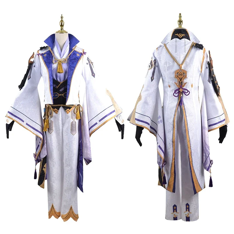 Kamisato Ayato fantasia cosplay masculina, uniforme Genshin Impact, trajes Anime Halloween, peruca para jogo