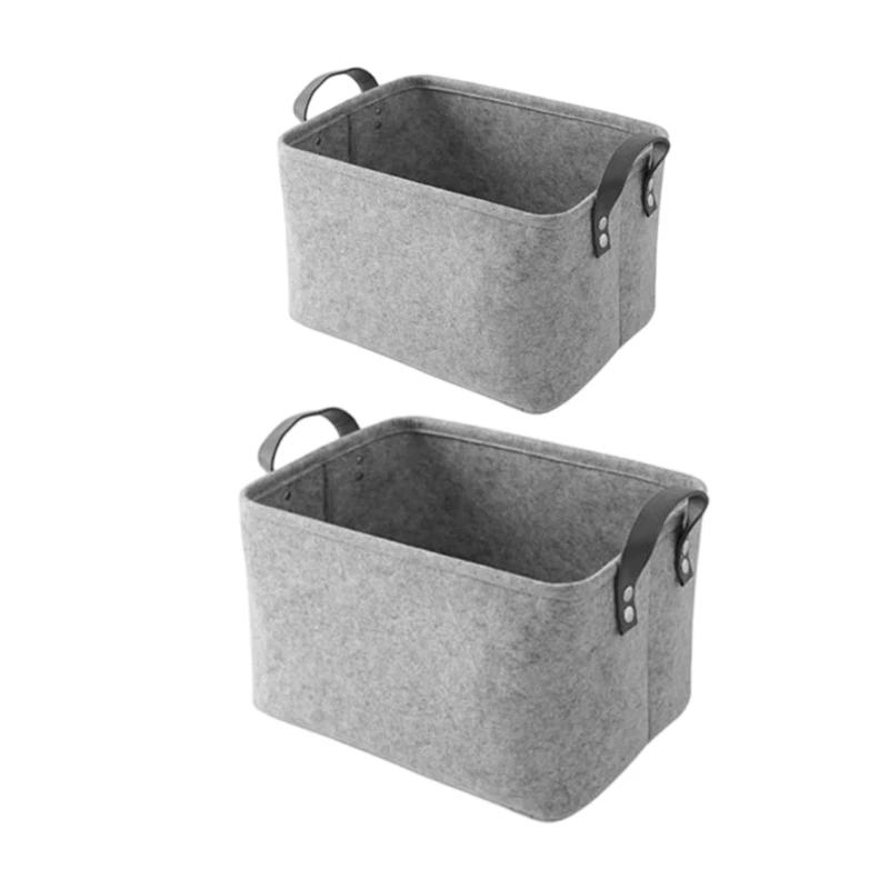 

Set Of 2 Felt Storage Boxes for Clothing and Items Laundry Hamper with 2 Handles Dirty Clothes Organizers