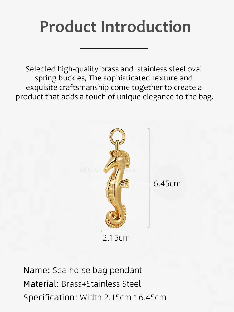 Luxury Brass seahorse Bag Charm Suitable for Birkin Kelly Bags Original Design Golden silvery Metal Horse Pendant accessory gift