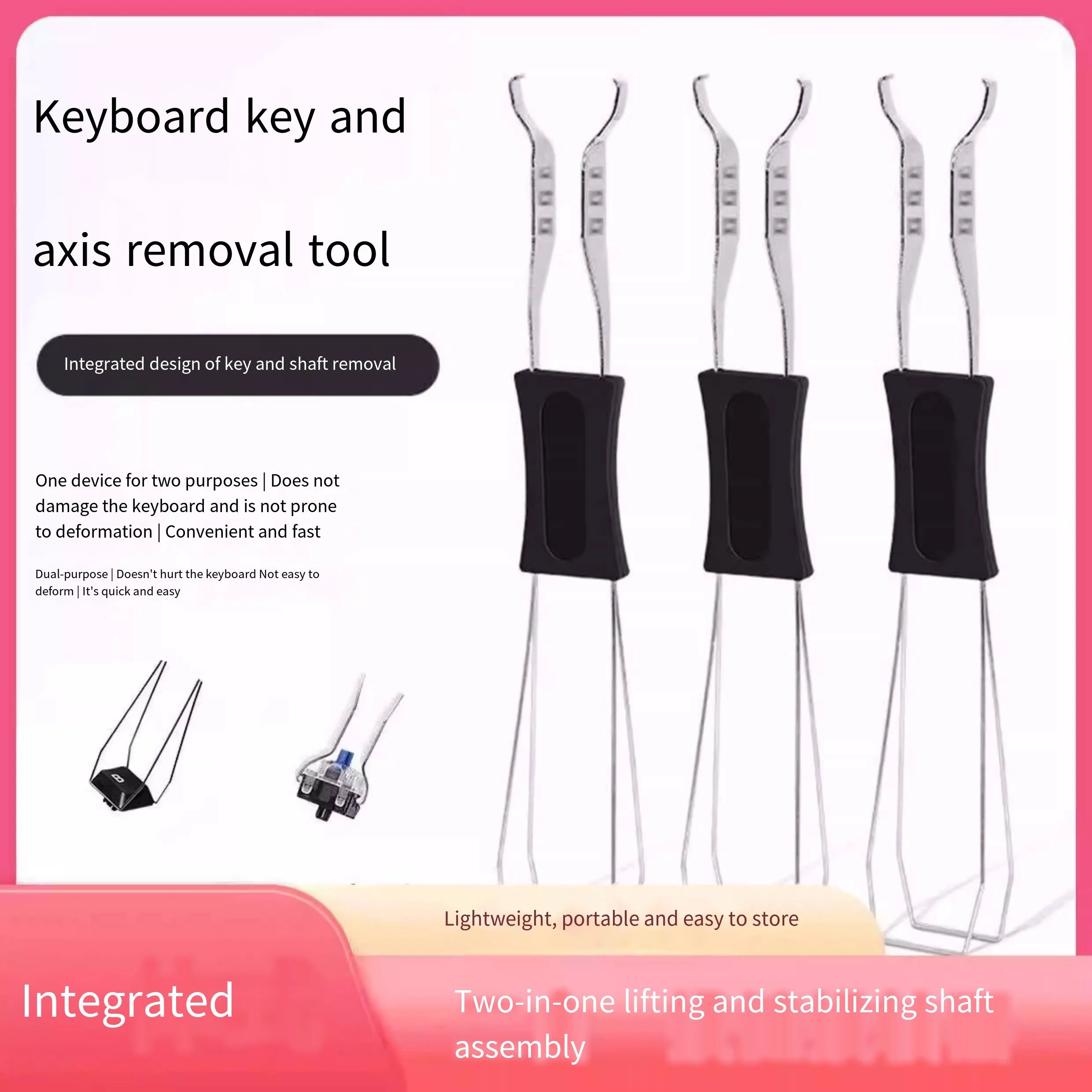 General mechanical keyboard cleaning and disassembly tool, shaft puller, key puller, 2-in-1 steel wire shaft puller, keycap clip image 2