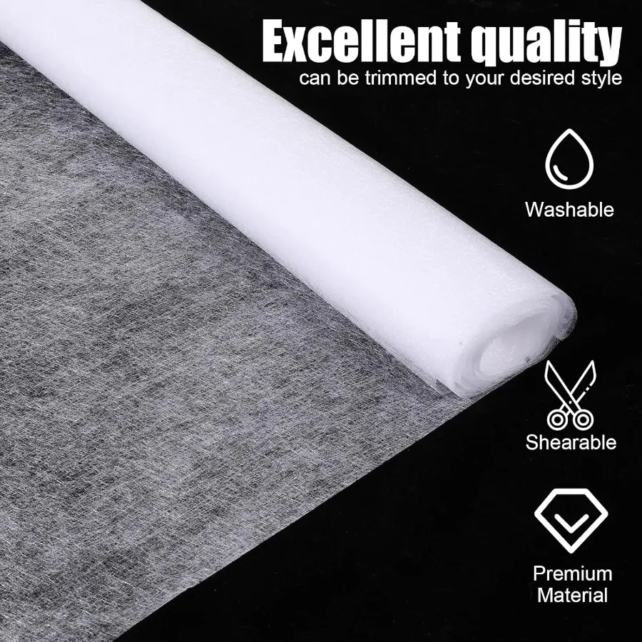 Double Sided Fusible Web  White Iron-On Adhesive Non-Woven Fusible Interfacing Bonding Web for Fabric Applique Sewing DIY