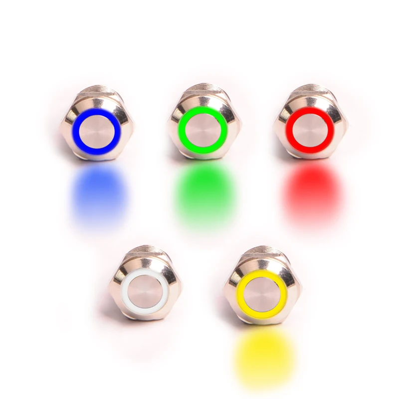 10mm LED Metal Button with Light Self-resetting Instantaneous Self-locking Latching Switch 4-pin High Head 3v6v12v24v36v48v220v