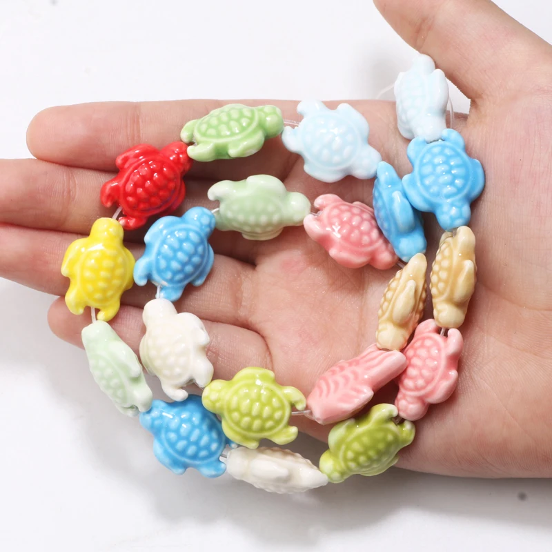 10Pcs Kawaii Ceramic Beads Sea Animal Fish Duck Heart Flowers Spacer Loose Beads For Jewelry Making Diy Bracelet Charms Findings