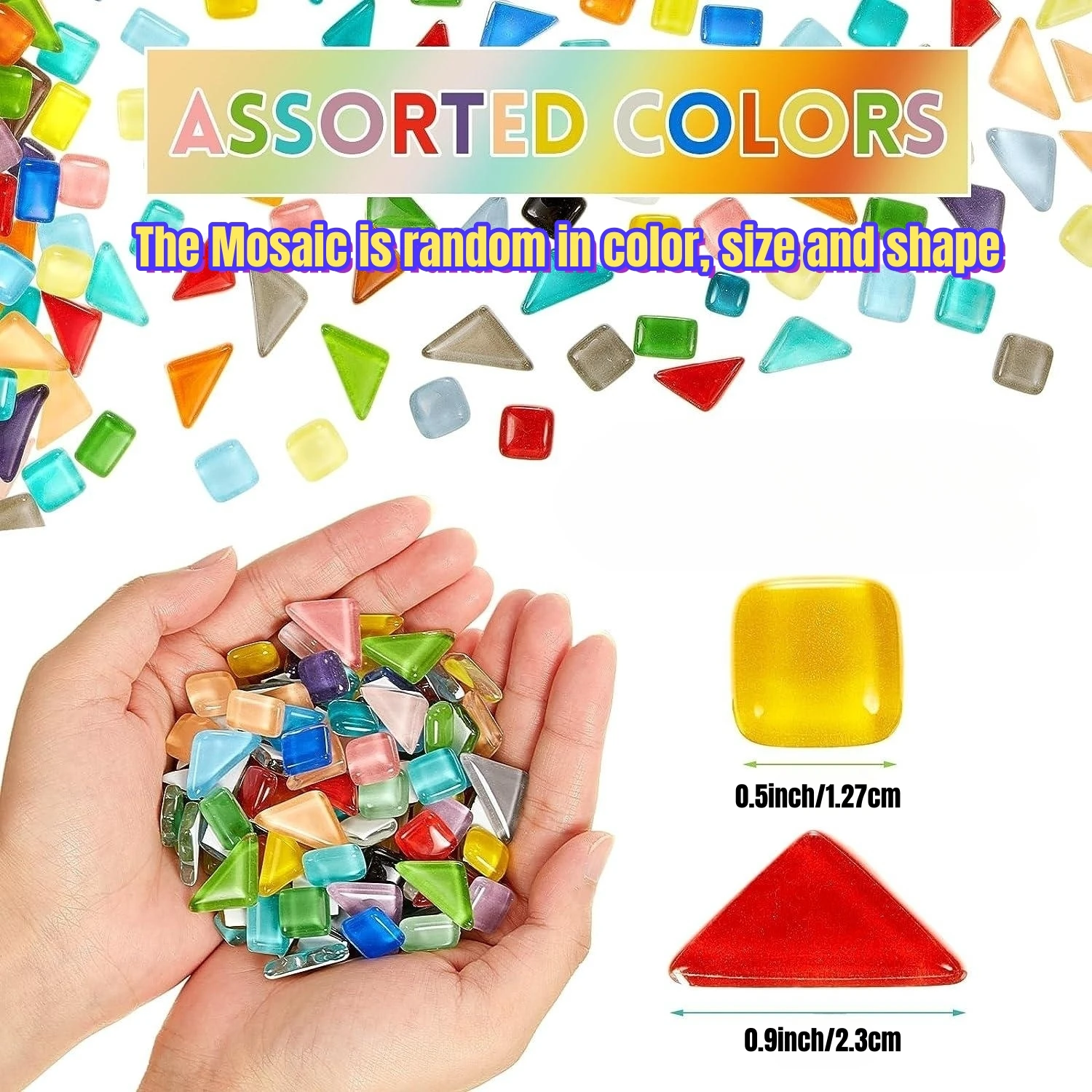 500g Mixed Color Irregular Crystal Mosaic Tiles,Mix Color Series,Crystal Craft for Craft Bathroom Kitchen Home Decoration DIY Ar