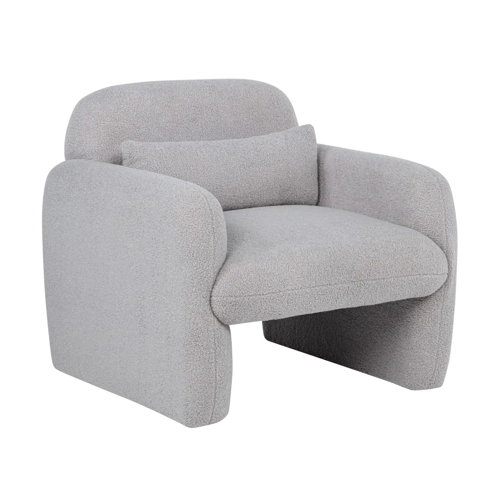 

Stylish and Minimalist Teddy Fleece Single Sofa Chair with Arms and Pillow, Armchair, Accent Chair